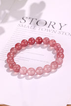 Natural Gradient Red Strawberry Quartz Beaded Bracelet for Women, Fashionable & Versatile Original Handmade Bracelet