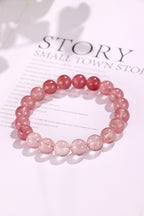 Natural Gradient Red Strawberry Quartz Beaded Bracelet for Women, Fashionable & Versatile Original Handmade Bracelet