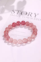 Natural Gradient Red Strawberry Quartz Beaded Bracelet for Women, Fashionable & Versatile Original Handmade Bracelet