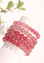 Natural Gradient Red Strawberry Quartz Beaded Bracelet for Women, Fashionable & Versatile Original Handmade Bracelet