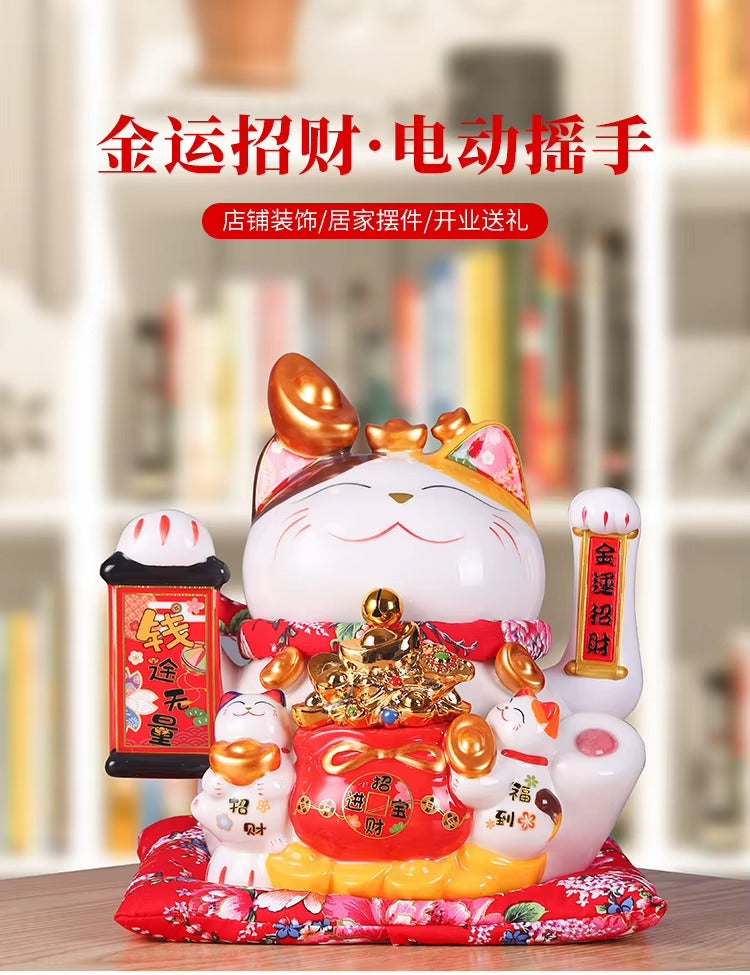 Lucky Cat Shaking Hand Ornaments Large Electric Cashier Home Store Opening Gift Ceramic Ornaments