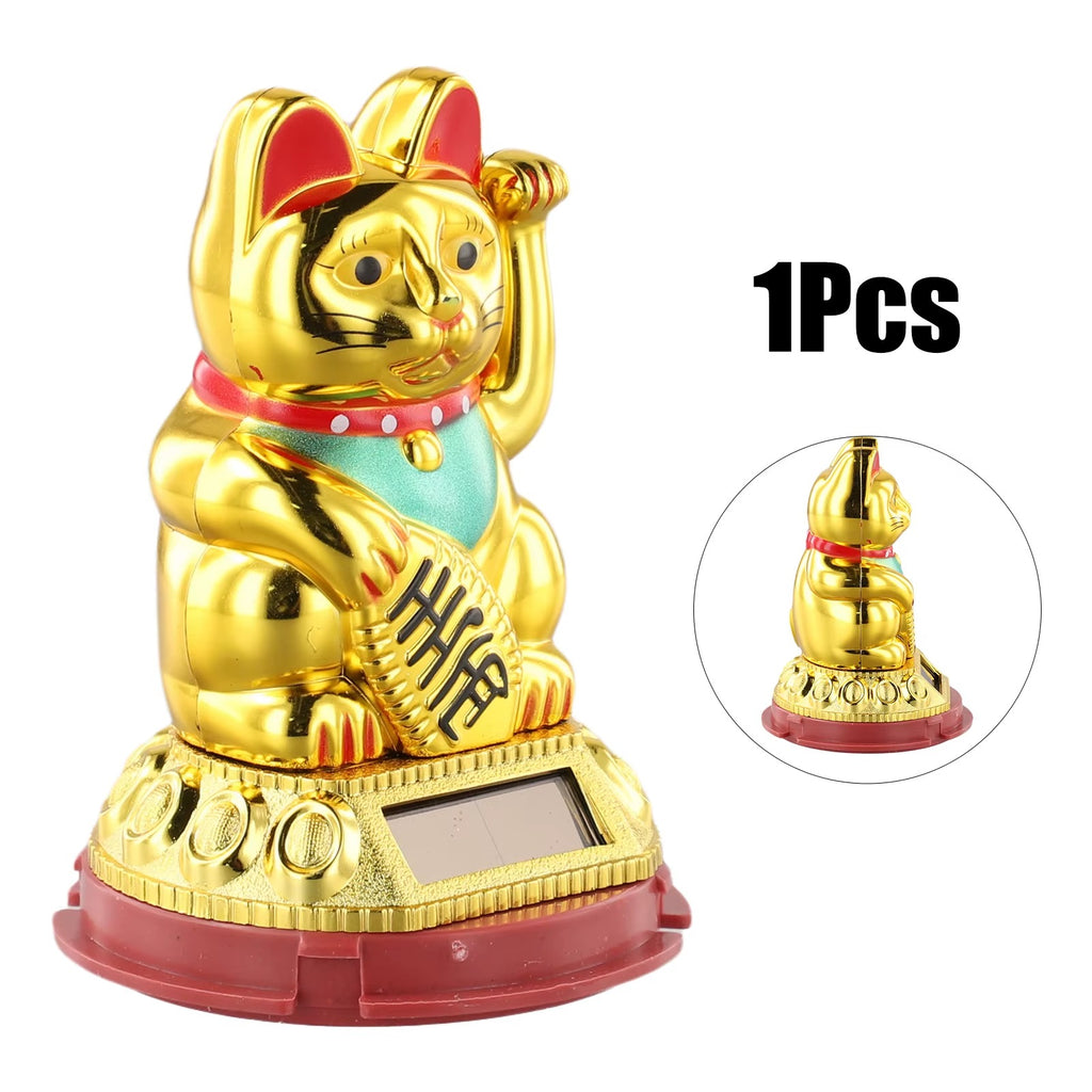 Eco Friendly Solar Waving Lucky Cat Ornament, Continuous Swinging Motion, Enhances The Ambience Of Coffee Shops