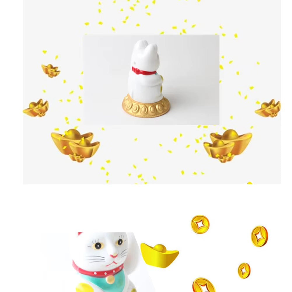 Eco Friendly Solar Waving Lucky Cat Ornament, Continuous Swinging Motion, Enhances The Ambience Of Coffee Shops