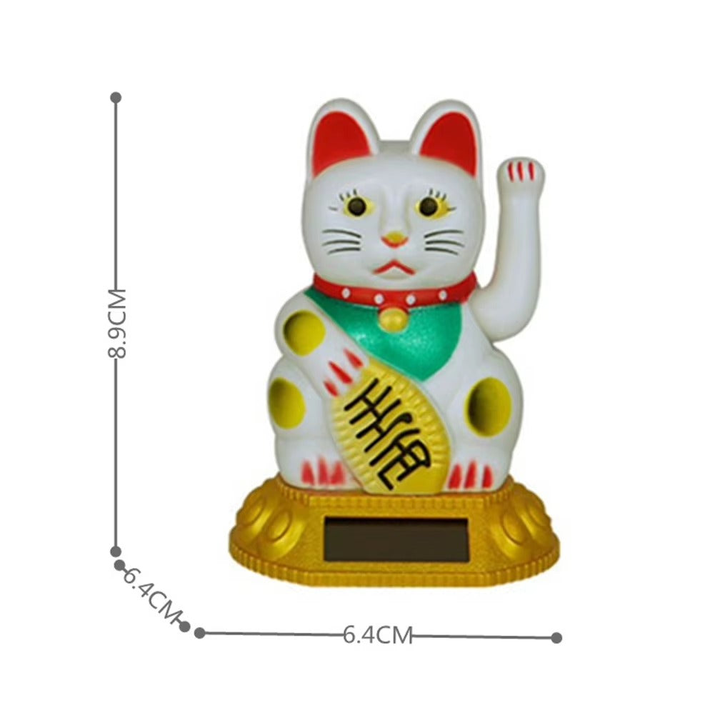 Eco Friendly Solar Waving Lucky Cat Ornament, Continuous Swinging Motion, Enhances The Ambience Of Coffee Shops
