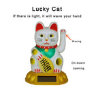 Eco Friendly Solar Waving Lucky Cat Ornament, Continuous Swinging Motion, Enhances The Ambience Of Coffee Shops