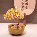 Natural Yellow Crystal Healing Gems Feng Shui Trees Lucky Money Tree Copper Wire Wrapped Crystal Crafts Home Decor