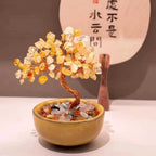 Natural Yellow Crystal Healing Gems Feng Shui Trees Lucky Money Tree Copper Wire Wrapped Crystal Crafts Home Decor