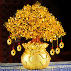 Natural Crystal Fortune Tree Money Bag Tree Money Tree Business Craft Gift Decoration