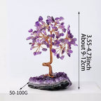 Premium Amethyst Healing Crystals Stones Tree | Handmade Wire Wrapped Feng Shui Money Tree on Natural Gravel Base | Home, Desk & Living Room Decoration