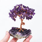 Premium Amethyst Healing Crystals Stones Tree | Handmade Wire Wrapped Feng Shui Money Tree on Natural Gravel Base | Home, Desk & Living Room Decoration