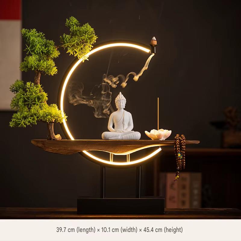 Sakyamuni Buddha Statue Home Large Tathagata Buddhist Statue Figure Buddha LEDRing Light Living Room Incense Porch Gift