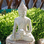 Buddha Statue with Solar Light Home Garden Decor Sitting Meditating Buddha Figurines for Outdoor Patio Yard Lawn Ornaments
