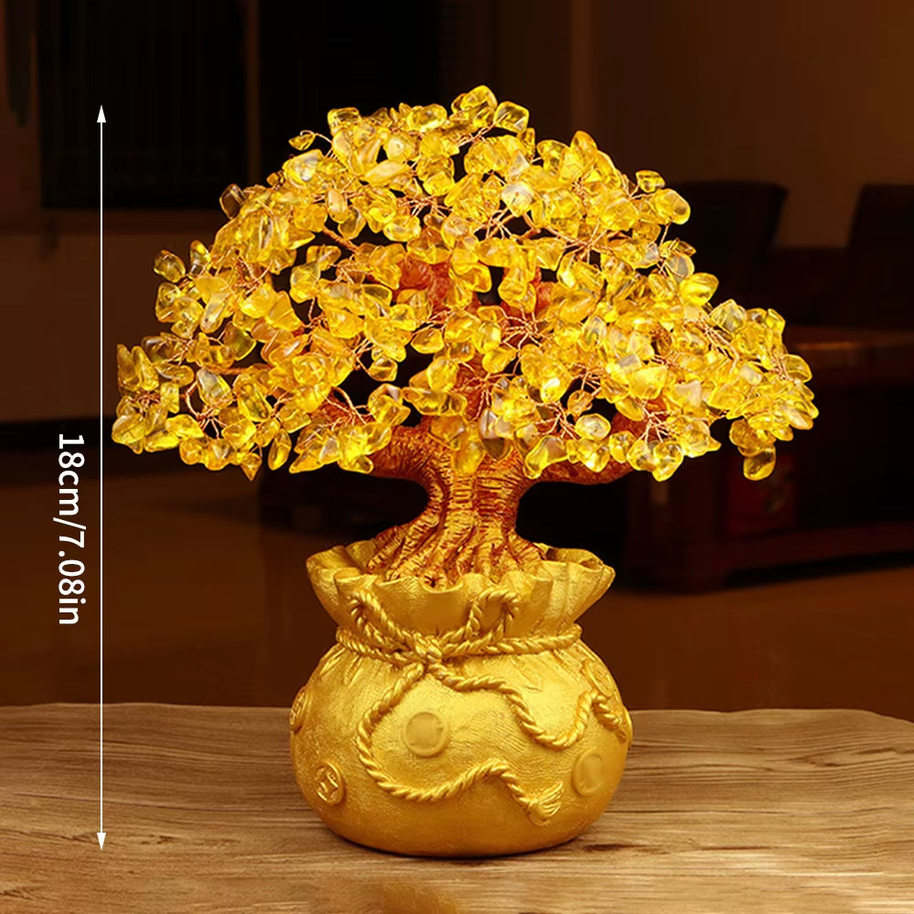 Natural Crystal Fortune Tree Money Bag Tree Money Tree Business Craft Gift Decoration