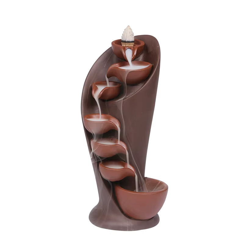 Handmade Torch Design Waterfall Incense Burner Creative Home Decor Incense Holder Portable Ceramic Censer (Without Incense)