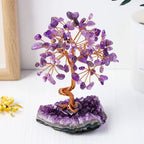 Premium Amethyst Healing Crystals Stones Tree | Handmade Wire Wrapped Feng Shui Money Tree on Natural Gravel Base | Home, Desk & Living Room Decoration