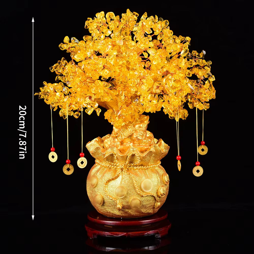 Natural Crystal Fortune Tree Money Bag Tree Money Tree Business Craft Gift Decoration