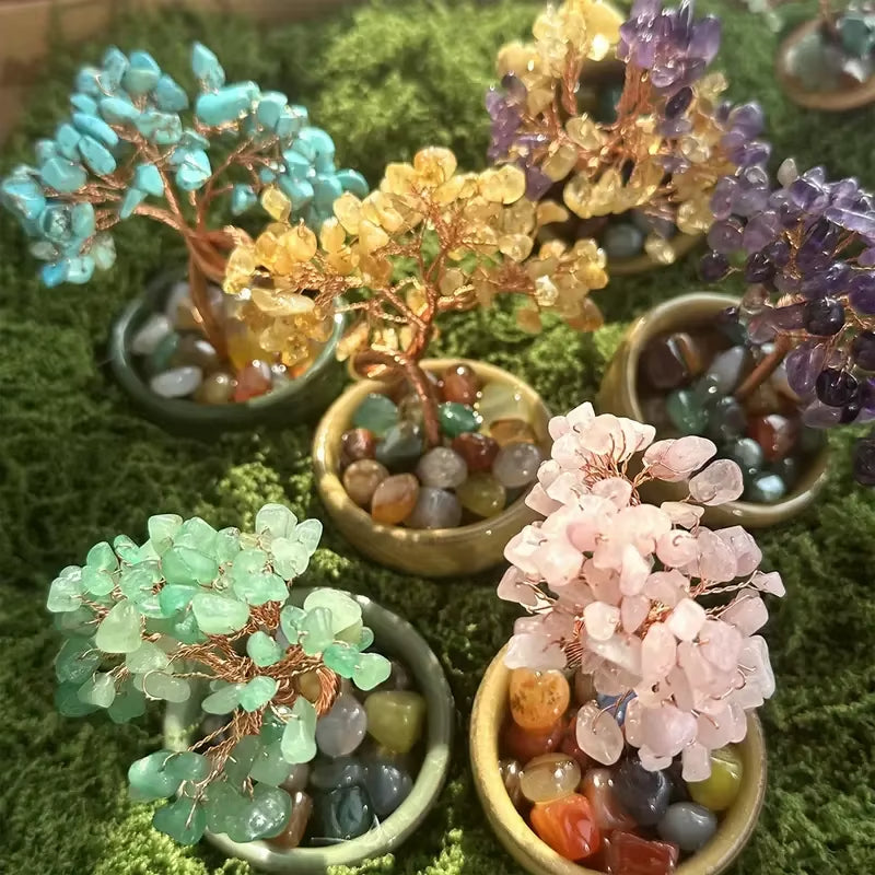 Amethyst Crystal Tree Reiki Natural Crystals Base Copper Wire Tree Life Spiritual Meditation Energy Tree Room Decor Gifts