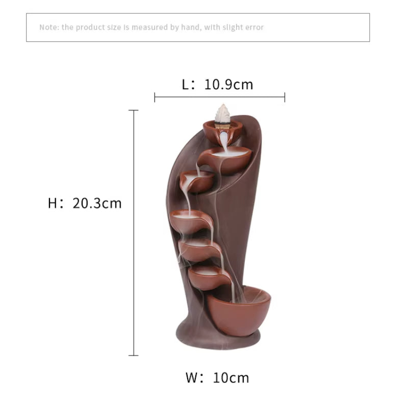 Handmade Torch Design Waterfall Incense Burner Creative Home Decor Incense Holder Portable Ceramic Censer (Without Incense)