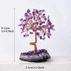 Premium Amethyst Healing Crystals Stones Tree | Handmade Wire Wrapped Feng Shui Money Tree on Natural Gravel Base | Home, Desk & Living Room Decoration