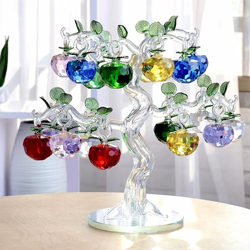 Crystal Apple Tree Ornaments Apples Glass Fengshui Crafts Home Decor Figurines Christmas Gift Souvenir