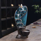 Handmade Torch Design Waterfall Incense Burner Creative Home Decor Incense Holder Portable Ceramic Censer (Without Incense)