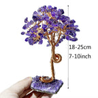 Premium Amethyst Healing Crystals Stones Tree | Handmade Wire Wrapped Feng Shui Money Tree on Natural Gravel Base | Home, Desk & Living Room Decoration