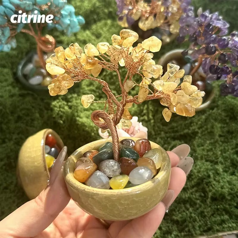 Amethyst Crystal Tree Reiki Natural Crystals Base Copper Wire Tree Life Spiritual Meditation Energy Tree Room Decor Gifts