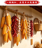 Hand-Woven Dried Red Chili Pepper String Garland, Hanging Chili Ornament, Handmade Spicy Pepper Wall Decor for Home Kitchen Restaurant Decoration