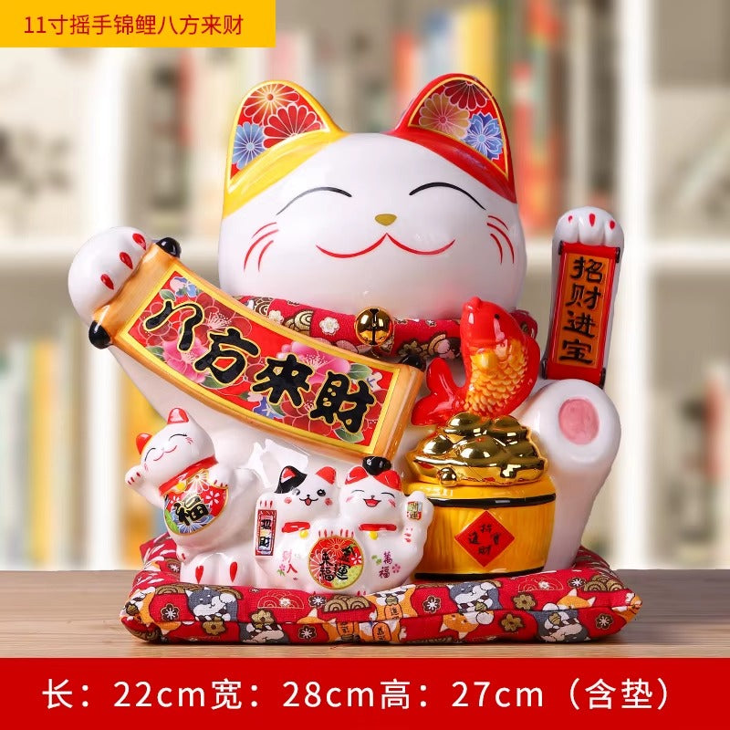 Lucky Cat Shaking Hand Ornaments Large Electric Cashier Home Store Opening Gift Ceramic Ornaments