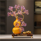 Premium Amethyst Money Tree Ornament, "Auspicious Blessing from the East" Purple Crystal Wealth Tree Decor for Living Room Entryway TV Cabinet, Housewarming Gift