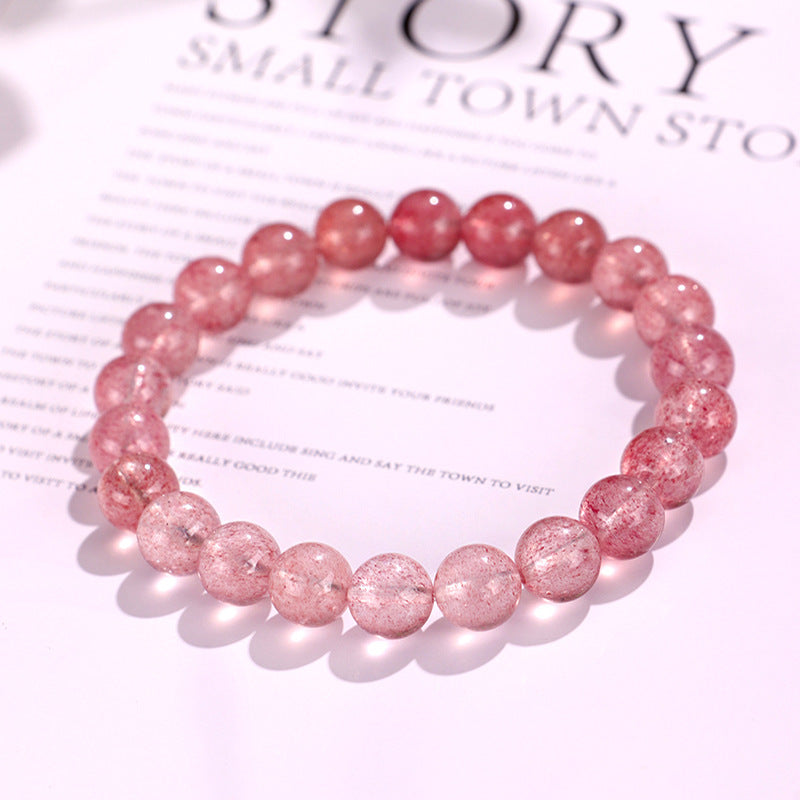 Natural Gradient Red Strawberry Quartz Beaded Bracelet for Women, Fashionable & Versatile Original Handmade Bracelet