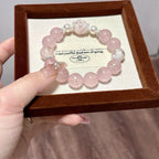 Natural Jelly Milky Rose Quartz & Freshwater Pearl Bracelet for Women Jewelry