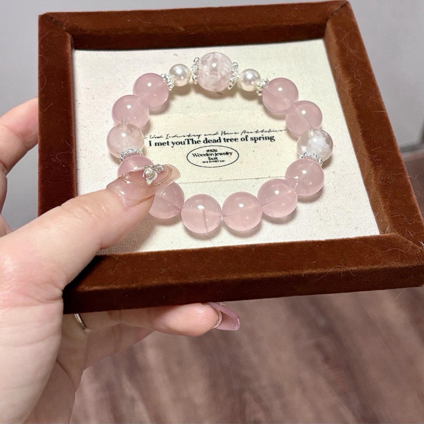 Natural Jelly Milky Rose Quartz & Freshwater Pearl Bracelet for Women Jewelry