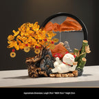Crystal Money Tree with Quicksand Painting Lucky Cat Figurine, Feng Shui Wealth Ornament for Living Room, Hallway, Front Desk, Office & Shop, Ideal Housewarming & Grand Opening Gift