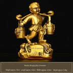 Pure Copper Wealth Bringing Boy Statue, Feng Shui Lucky God of Fortune Figurine, Craft Ornament for Home, Office Desktop & Shop Decor