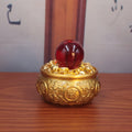 Brass Double Fish Treasure Basin Ornament, Eight Blessings Feng Shui Wealth Bowl with Gold Ingots, Entryway & Reception Desk Prosperity Decoration, Lucky Home Business Craft Gift