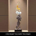 Tall Deer & Chinese Cabbage Ornament, Feng Shui Decor for Entryway Screen, Niche, Living Room & Office, Housewarming & Business Opening Gift