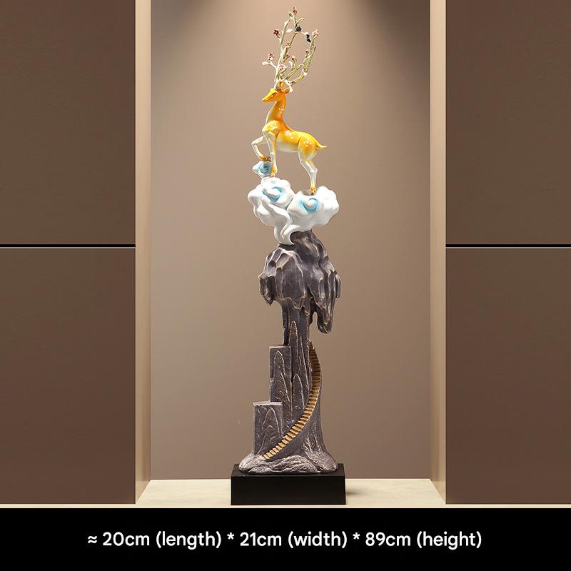 Tall Deer & Chinese Cabbage Ornament, Feng Shui Decor for Entryway Screen, Niche, Living Room & Office, Housewarming & Business Opening Gift