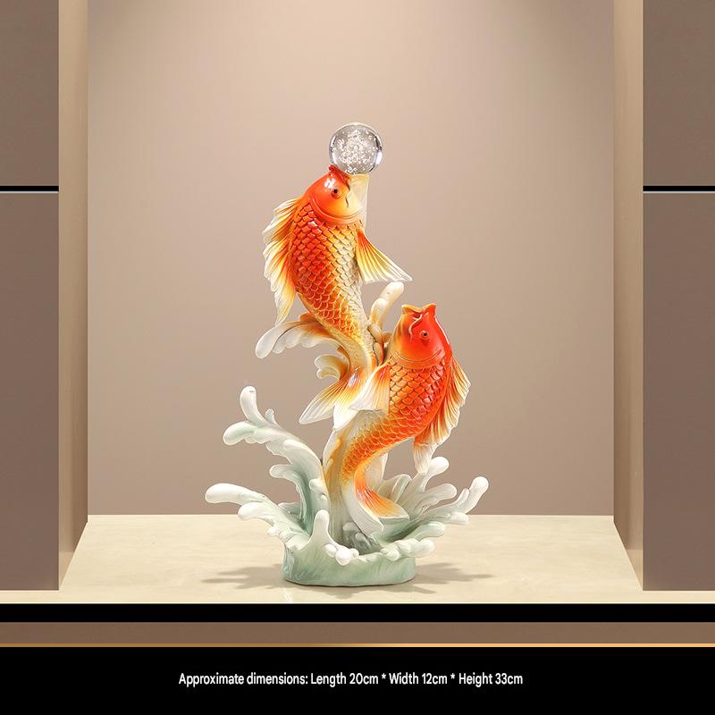 New Chinese Style Koi Fish Ornament, Wealth Attracting Figurine, Auspicious Decor for Living Room, Wine Cabinet & Office, Meaningful Gift