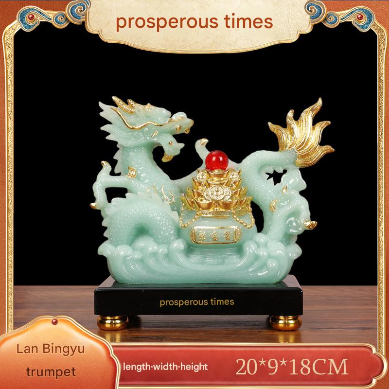 Zodiac Dragon Statue with Treasure Bowl, Wealth Attracting Dragon Figurine for Home Living Room Wine Cabinet Office Decor, Ideal Business Opening & Housewarming Gift