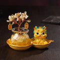 Crystal Tree & Pi Xiu Ornament Set with Wu Lou Gourd Base, Mini Money Tree Prosperity Decor, Cultural Creative Desktop Ornament for Home Office Good Fortune