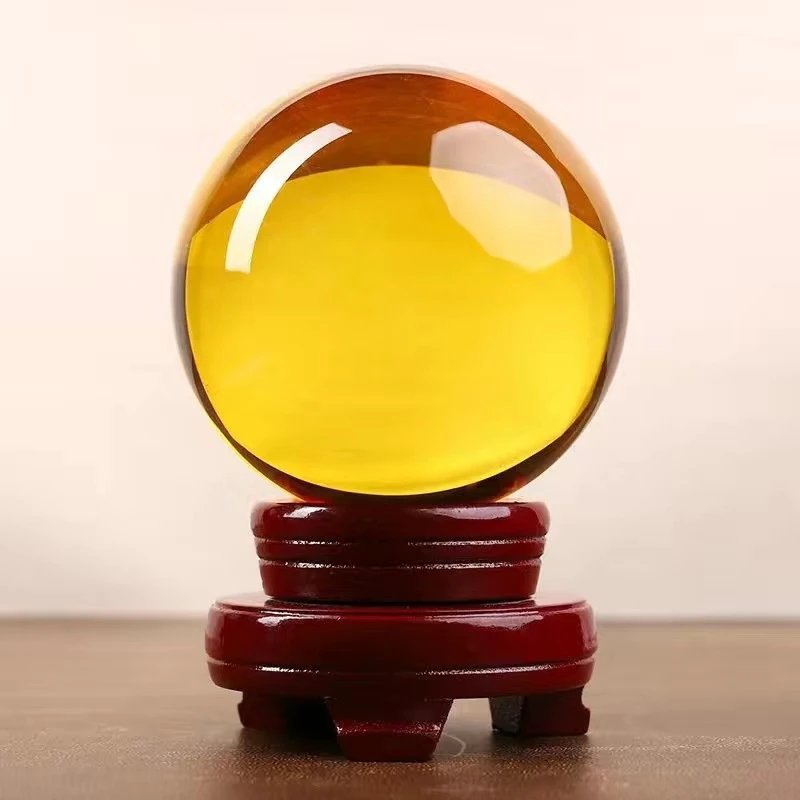 Multicolor Crystal Sphere Ornament with Base, Yellow Red Blue Green Pink Purple White Glass Crystal Ball Decor for Entryway Bedroom Living Room