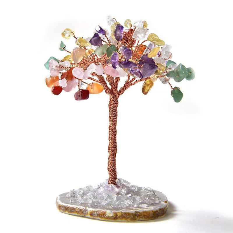 Natural Crystal Money Tree Ornament, Money Bag Wealth Tree Handcrafted Prosperity Decor, Premium Business Gift Desktop Ornament for Home & Office Good Fortune