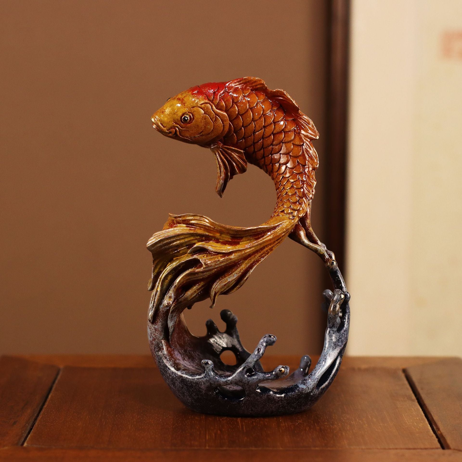 Fish Ornament Feng Shui Decor, Abundant Fortune Carp Statue, Home Entryway Living Room Decoration, Housewarming Opening Gift