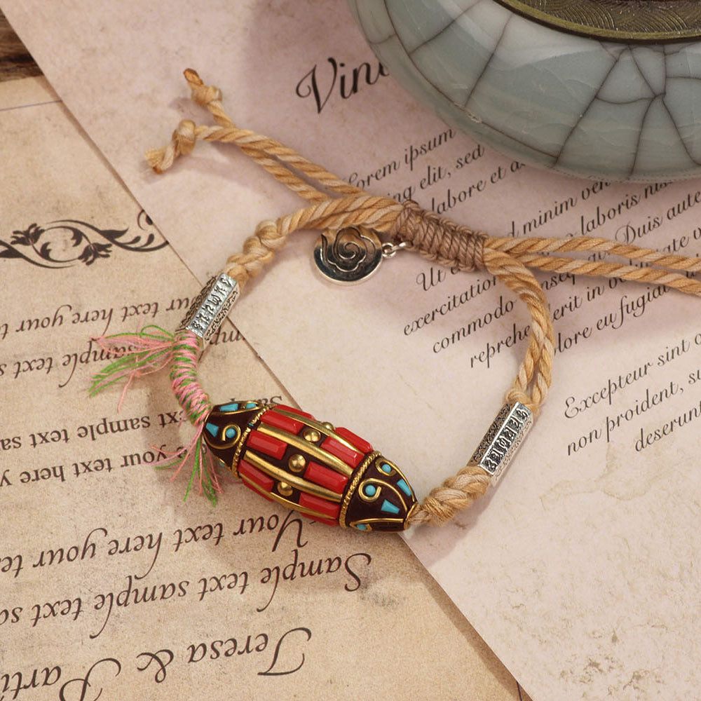 New Chinese Style Tassel Bracelet - Ethnic Tibetan Handwoven Rope | Guochao Ancient Style Accessory