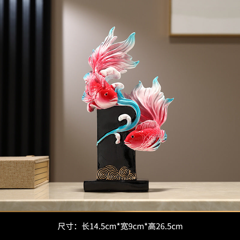 Koi Fish Feng Shui Ornament, Symbolizing Abundance & Smooth Sailing, Wealth Attracting Home Decor for Living Room, Wine Cabinet, TV Stand, Housewarming Gift