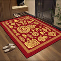 New Chinese Style Yellow Doormat, Wealth Attracting Feng Shui Floor Mat, Non-slip Entryway Rug for Front Door & Hallway Home Decor