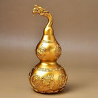 Brass Dragon Head Pixiu Gourd Ornament, Large Hollow Openable Ruyi Gourd Statue, Feng Shui Decor for Home Attracting Wealth and Blessings