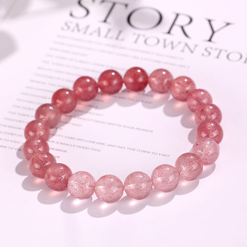 Natural Gradient Red Strawberry Quartz Beaded Bracelet for Women, Fashionable & Versatile Original Handmade Bracelet