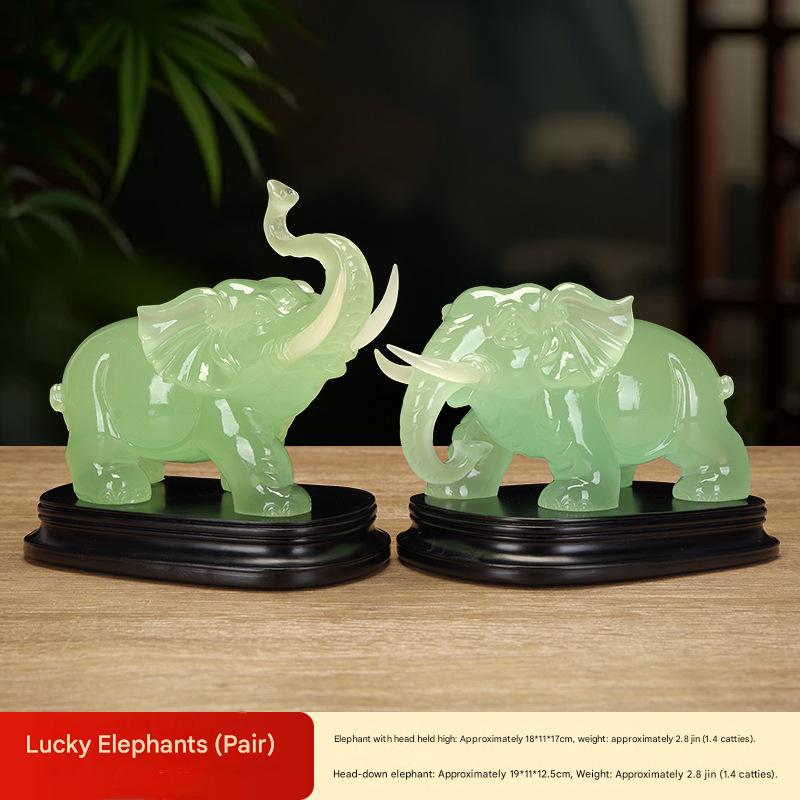 Pair of New White Marble Effect Elephant Statues, Luxury Auspicious Animal Ornaments, Home Living Room Decor, Ideal Housewarming Gift